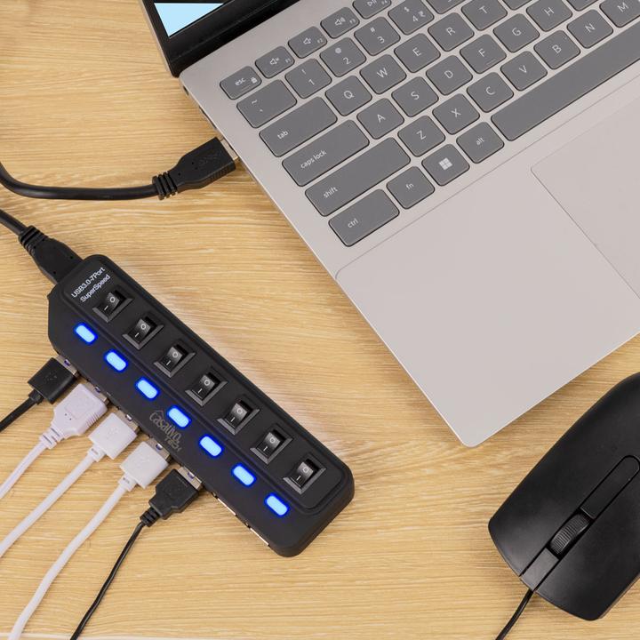 Immagine prodotto Casativo Hub USB 3.0 attivo per un massimo di 7 dispositivi, USB A, commutabile individualmente (USB-A, 7 porte)