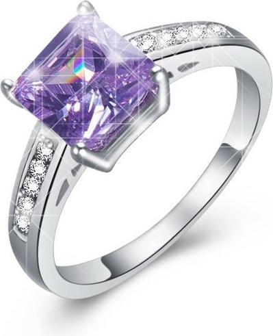 Hermex versilberter Ring mit Amethyst / Weissem Topas - Gr. 60 / Size 9 (9)