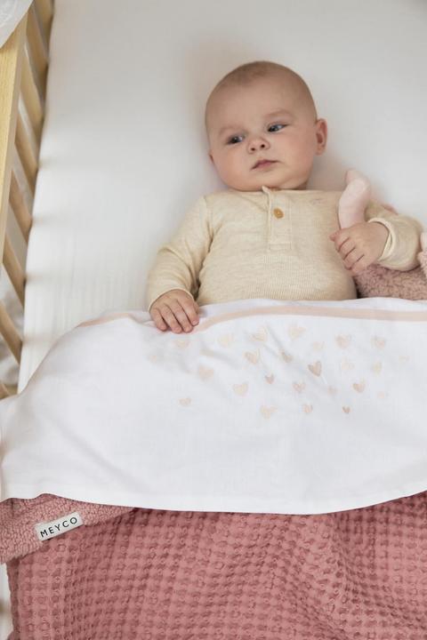 Immagine prodotto Meyco Lenzuolo per culla Baby Hearts Small - Rosa tenue (75 x 100 cm)