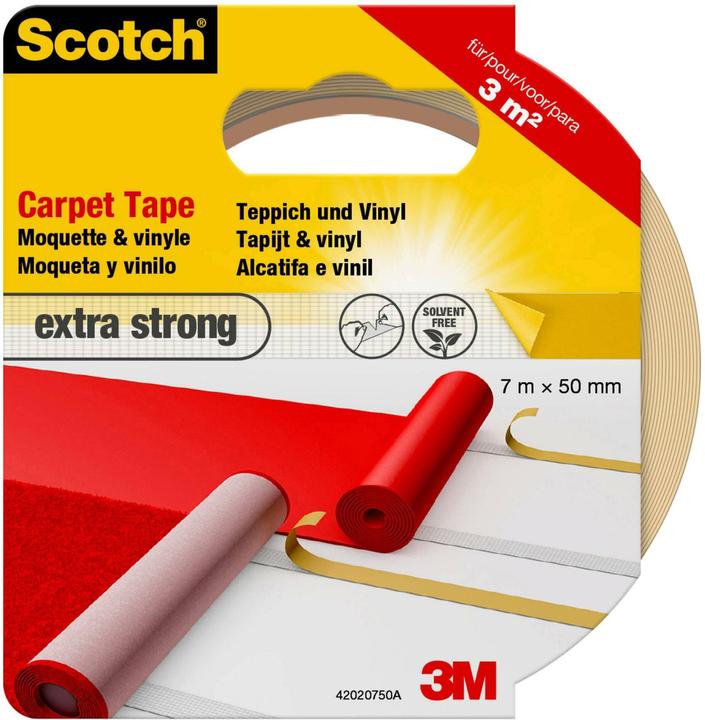 3M Scotch Teppich-Klebeband, extra strong 50 mm x 7 m, Weiss (50 mm)