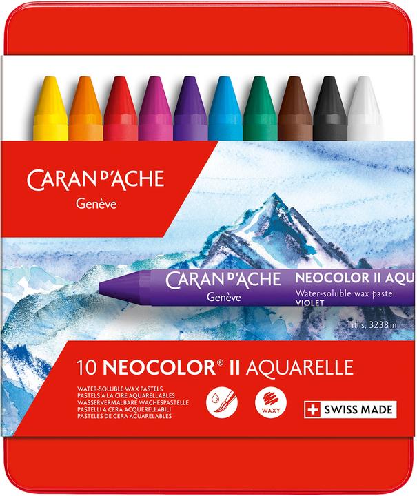 Caran d'Ache Neocolor II Aquarelle Metallschachtel (Multicolore, 10 x)