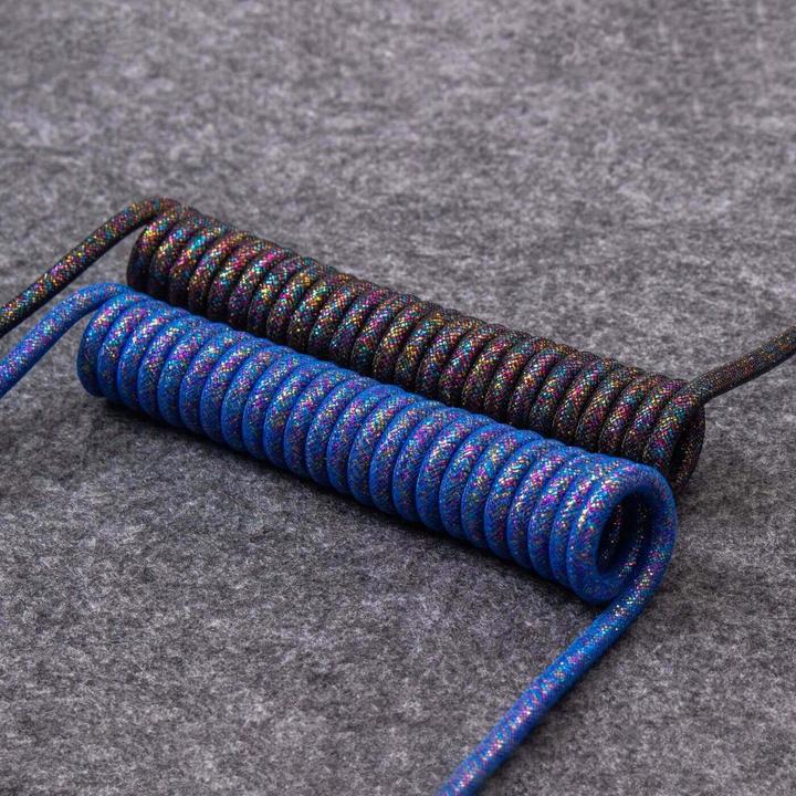 Actual product image Keychron Key RB Premium Coiled Cable Black Angled Cab-7
