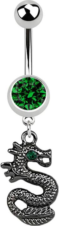 Immagine prodotto Star Piercing Banana d'argento con ciondolo drago nero verde (Acciaio chirurgico 316L, senza ottone)