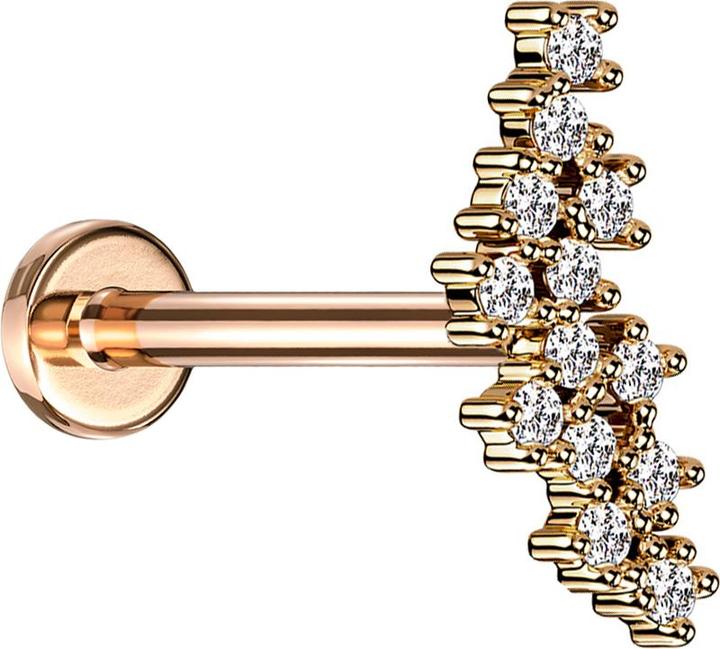 Produktbild Star Piercing Micro Labret Innengewinde rosegold Gruppe mit Kristalle silber (Chirurgenstahl 316L, Messing)