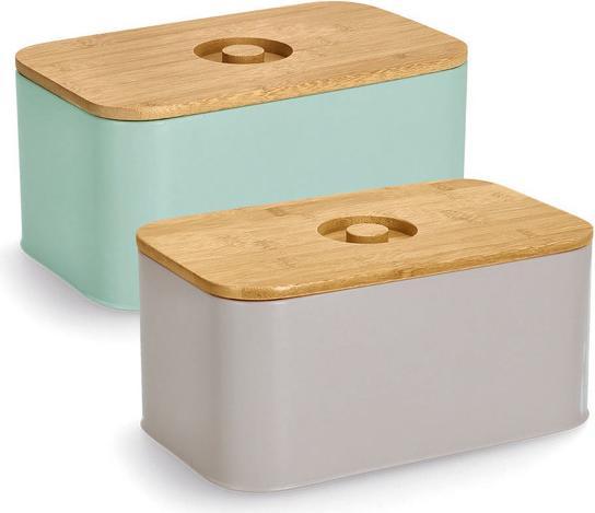 Immagine prodotto Zeller Present Cestino per il pane con coperchio in bambù, metallo, menta