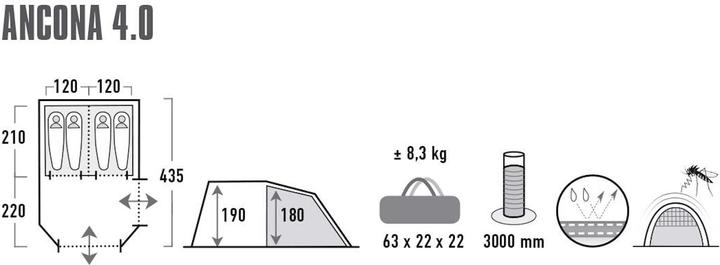 Immagine prodotto High Peak Ancona 4 (Tenda a tunnel, 8.30 kg, 4 persone)