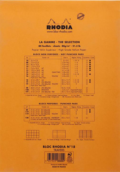 Image du produit Rhodia Blocs agrafés 80 g Basics (A4, À rayures, Couverture rigide)