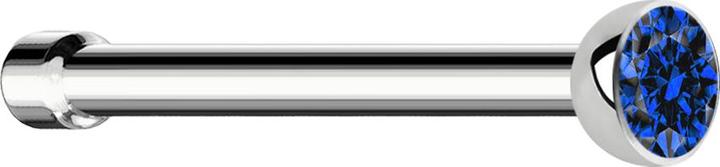 Star Piercing Nasenstecker gerade silber mit Kristall dunkelblau (Chirurgenstahl 316L, ohne Messing)