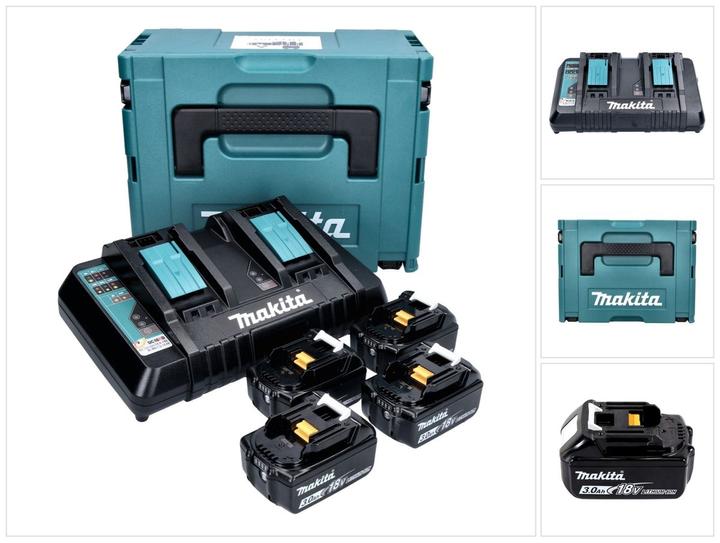 Immagine prodotto Makita 18 V Power Source KIT con 4x Batterie 3,0 Ah 18 V + Caricatore doppio DC 18 RD + valigetta Ma (18 V)