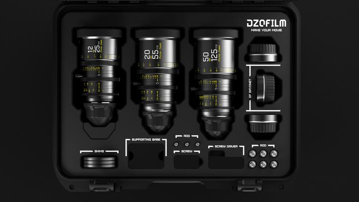 Actual product image Dzofilm Pictor Zoom 3-Lens Kit (12-25/20-55/50-125 T2.8) Black (PL)