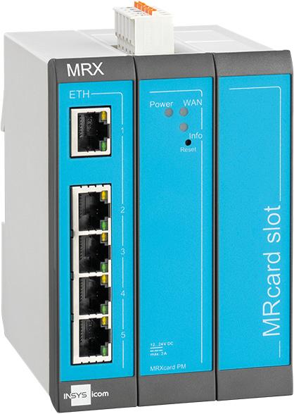 Image du produit Insys icom MRX3 LAN, routeur LAN-LAN modulaire, VPN 5xEthernet 10/100BT 2xdig.Un slots MRcard:1x libre