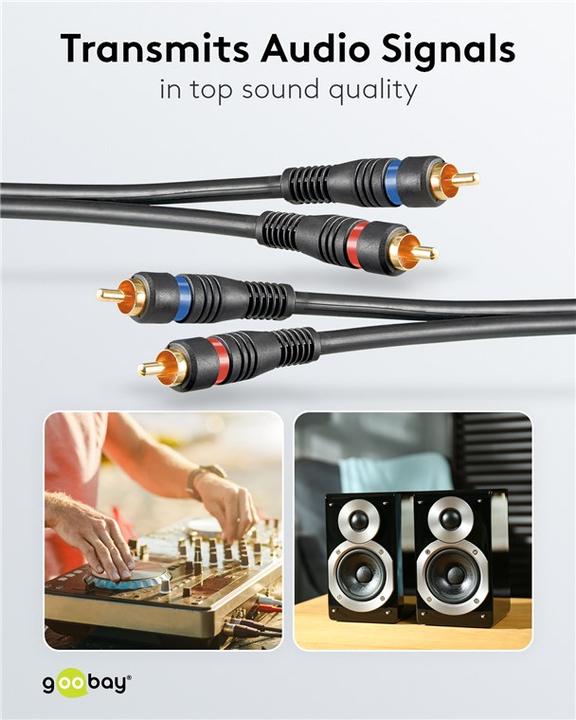 Produktbild Goobay Stereo Verbindungskabel 2x Cinch, zweifach geschirmt (0.20 m)