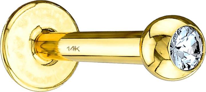 Produktbild Star Piercing Micro Labret 14k gold mit Kugel und Kristall silber (ohne Messing, 14k Gold)