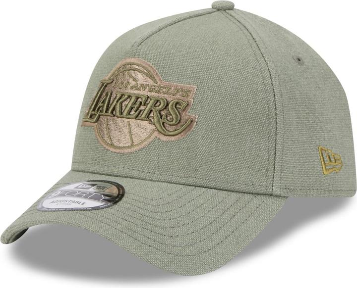 New Era A-Frame Trucker Leinen Cap - Los Angeles Lakers oliv (One Size)