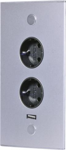 Thebo Eck-Steckdosenelement RIVA 2f Steckdose, 1 USB Port, Edelstahl, 2m