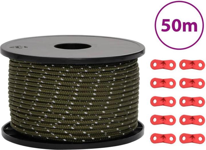 Image du produit VidaXL Corde de tente réfléchissante avec tendeurs de corde 50 m 5 mm
