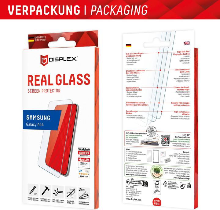 Actual product image Displex Real Glass, 2D Panzerglas (1 Piece, Samsung Galaxy A34 5G)