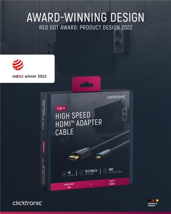 Actual product image clicktronic micro HDMI (Typ D) — HDMI (Typ A) (5 m, HDMI)