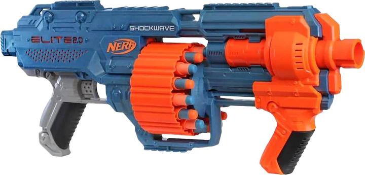 Produktbild Nerf Elite 2.0 Shockwave RD-15 Blaster, 30 Darts, 15-Dart Rotationstrommel, Schnellfeuer, mit E