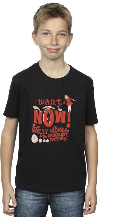 Actual product image Willy Wonka & the Chocolate Factory Boys Verruca Salt I Want It Now T-Shirt (116)
