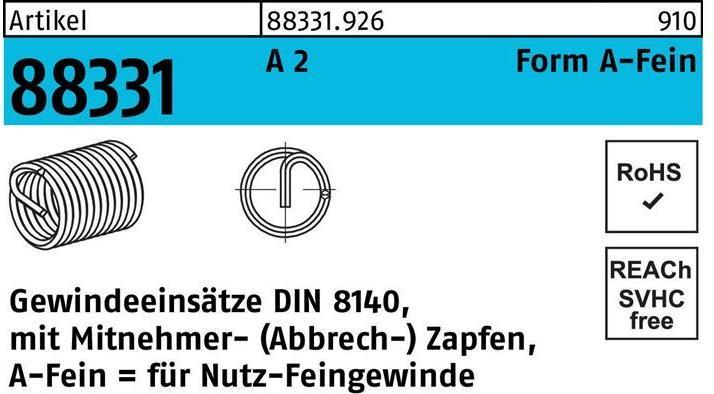 Immagine prodotto Amecoil Inserto filettato R 88331 Forma A-Fine M 14x1,25x12,4 A 2