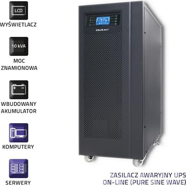 Actual product image Qoltec Pure Sine Wave 53044 (10000 VA, 800 W, Online double converter UPS)