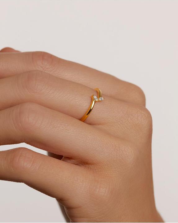 Image du produit Pd Paola PDPAOLA - JemnÃ½ pozlacenÃ½ prsten se zirkony EVA Gold AN01-876 - Circuit : 56 mm (56, Argent 925)