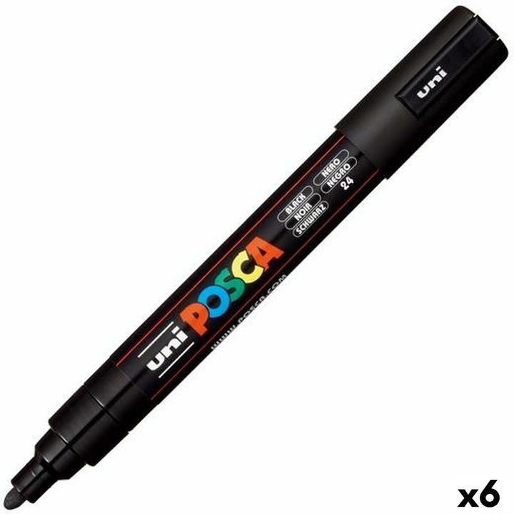 Actual product image Posca Paint marker Uni PC-5M black 1,8-2,5mm - (6 pcs.) (Multicoloured, 2.50 mm, 6 x)