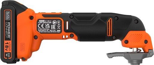 Image du produit Black & Decker Outil multifonctions 18 V, chargeur 1A, batterie 1x 2,0 Ah, 20 pièces d'accessoires, Kitbox