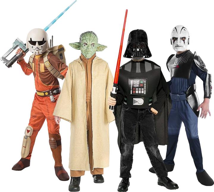 Produktbild Rubies Star Wars Kostüm Box für Kinder mit 4 Kostümen inkl. Lichtschwert (134, 140)