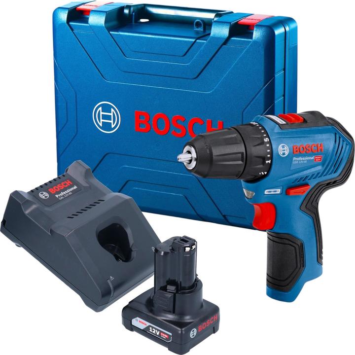 Actual product image Bosch Professional Bosch GSR 12V-30 Professional Akku Bohrschrauber 12 V 30 Nm Brushless + 1x Akku 6,0 Ah + Ladegerät (Rechargeable battery operated)