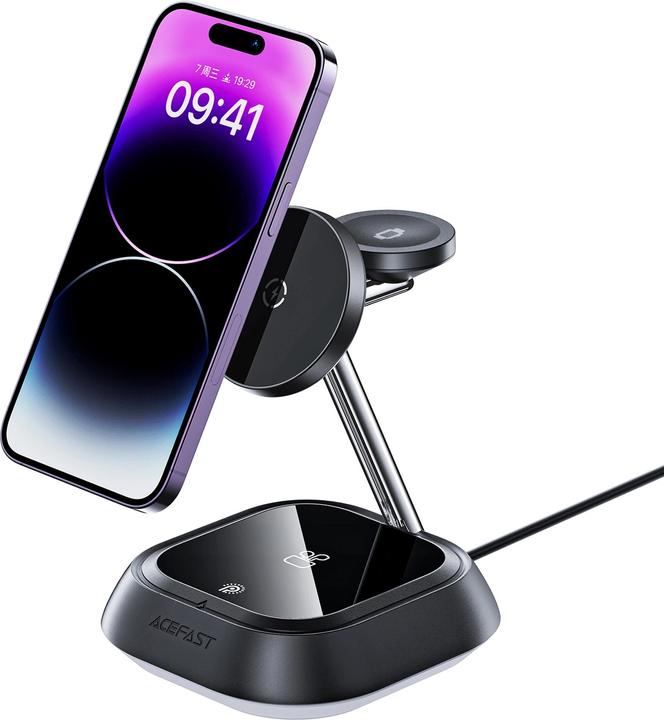 Acefast 3in1 E16 15W induktive Ladestation für Telefon / Kopfhörer / Uhr - Schwarz (15 W)