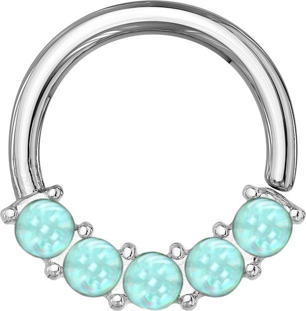 Star Piercing Micro Piercing Ring silber front fünf Epoxidsteinen blau (Chirurgenstahl 316L, ohne Messing)