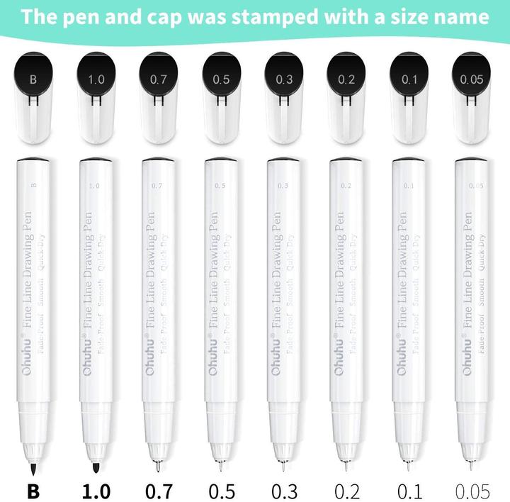 Immagine prodotto Ohuhu Penne da disegno Fineliner (Nero, Bianco, 8 x)