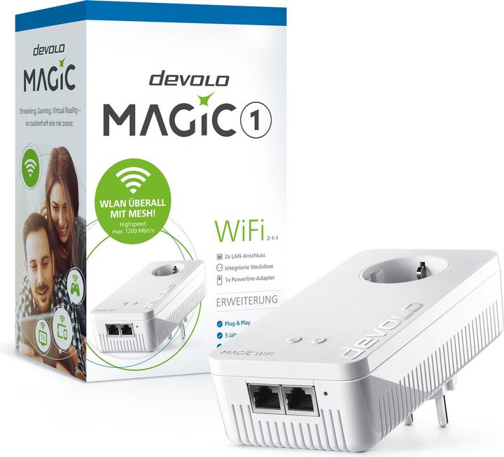Productafbeelding Devolo Magic 1 WiFi 2-1-1 enkele adapter (1200mbps Powerline + 2xLAN) (1200 Mbit/s)