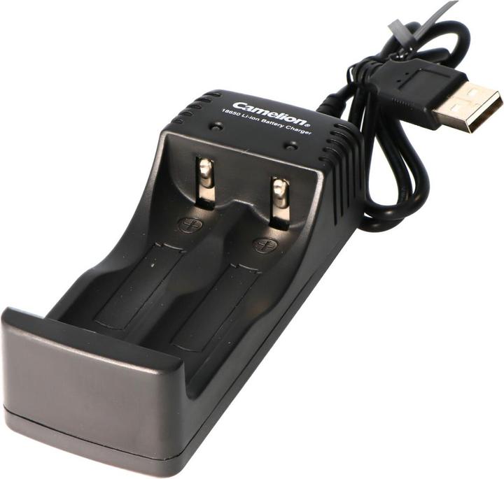 Camelion Charger including Micro USB charging cable suitable for 1 or 2 Li-ion battery 18650s (Chargers without battery)