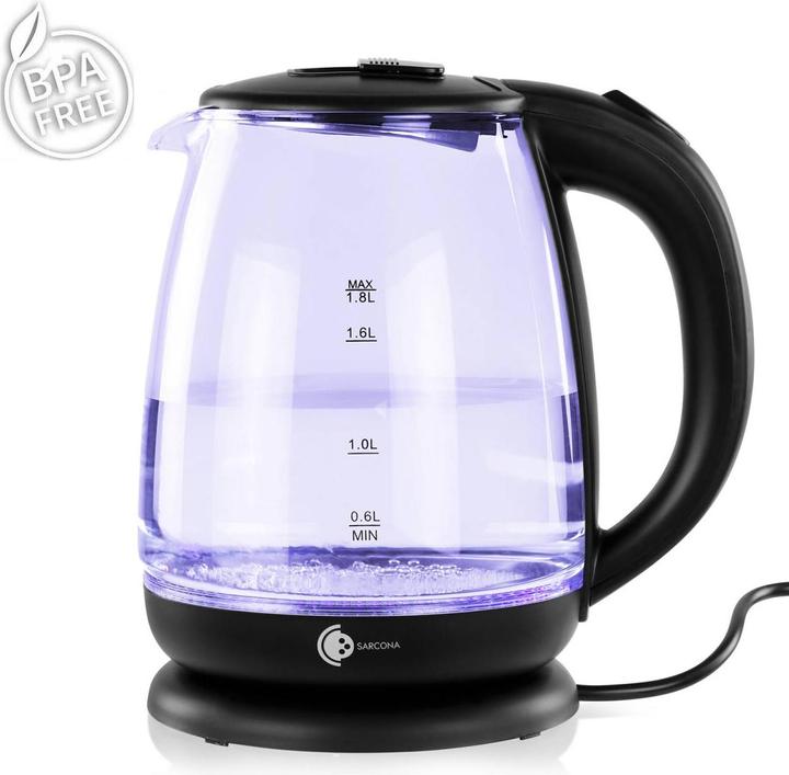 Produktbild Sarcona AG Wasserkocher Schwarz Glas 1,8l 1800W WK10888
