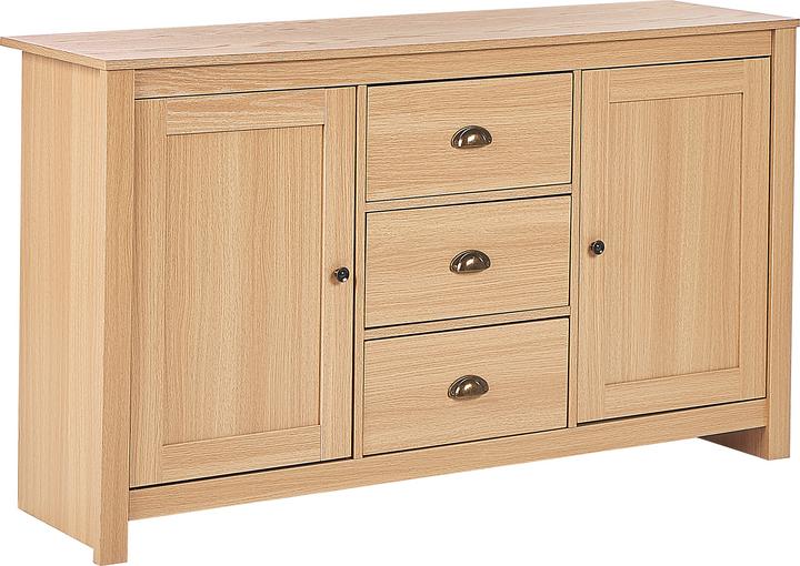 Immagine prodotto Beliani Credenza in legno chiaro 3 cassetti 2 ante LANSIN (140 x 80 x 40 cm)