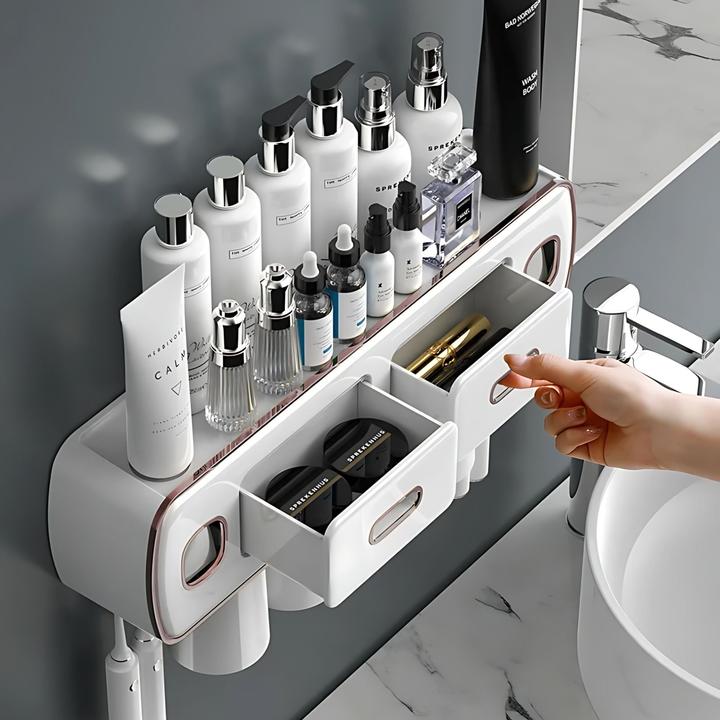 Immagine prodotto Hermex Porta spazzolini multifunzionale con cassetto Set di dispenser per dentifricio