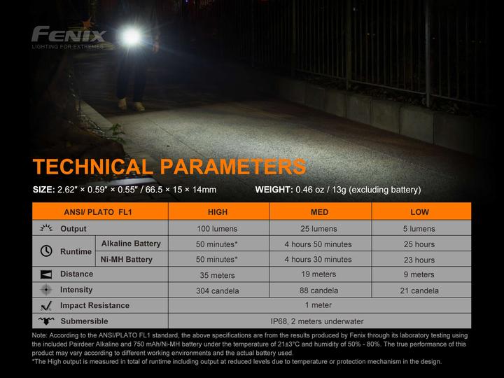 Produktbild Fenix E01 V2.0 (6.65 cm, 100 lm)