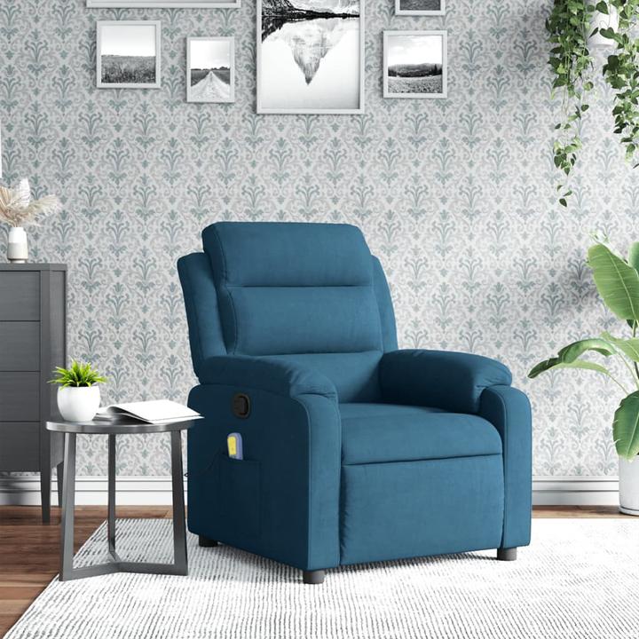 Image du produit VidaXL Fauteuil de massage Fauteuil de relaxation Fauteuil électrique bleu velours