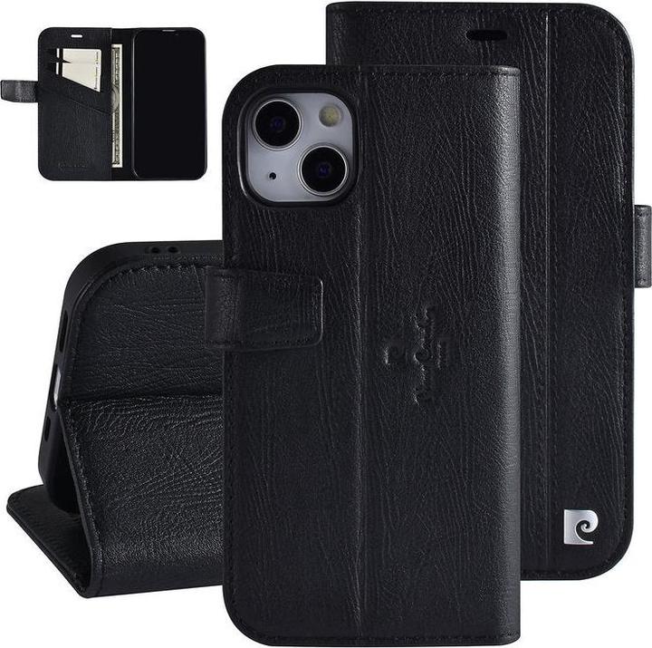 Actual product image Pierre Cardin Case iPhone 13 - Genuine leather book case black & 3 card slots No.182 (Apple iPhone 13)