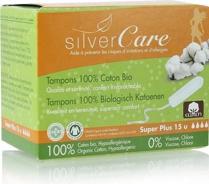 Silver Care Super Plus BIO-Tampons ohne Applikator für starke Blutungen - 15 Stück - Silvercare (15 x)