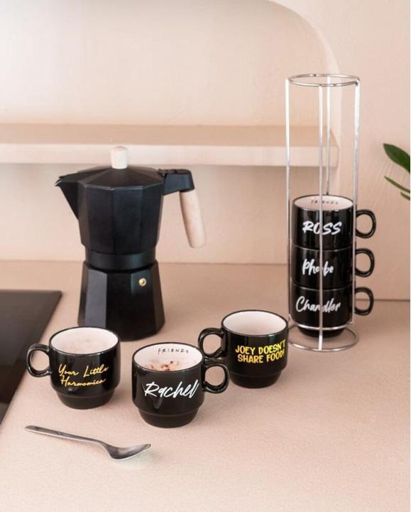 Immagine prodotto Friends - Set di tazze in ceramica con supporto 150 ml 6 pezzi. (150 ml, 6 x)