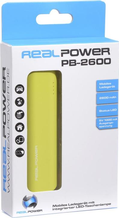 Actual product image RealPower PB2600 (2600 mAh, 18 W, 9.62 Wh)