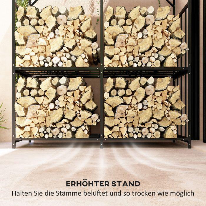 Actual product image Swisshandel24 Kaminholzregal aussen, Kaminholzunterstand 1,17 m³ Brennholzregal mit Metalldach