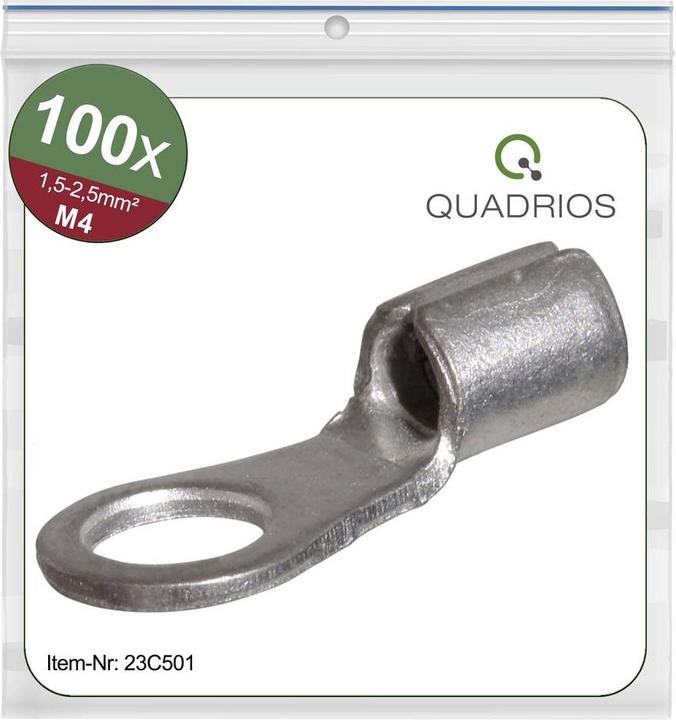 Produktbild Quadrios 23C501 Ringkabelschuh Querschnitt (max.)=2.5 mm² Loch-Ø=4.3 mm Unisoli
