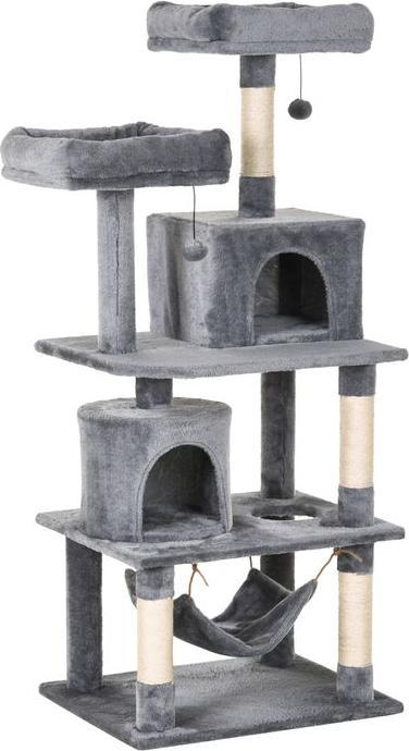 Image du produit Swisshandel24 Arbre à gratter Arbre à grimper Meubles pour chat Grotte à chat avec poteaux en sisal, 60 x 50 x (145 cm, Gris)