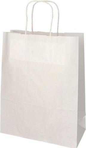 Produktbild Papstar Papier-Tragetasche, 280 x 220 x 100 mm, weiss aus Kraftpapier, 70 g/qm, Tragkraft: 6 kg, mit Trageko (Geschenktüte, 25 x)