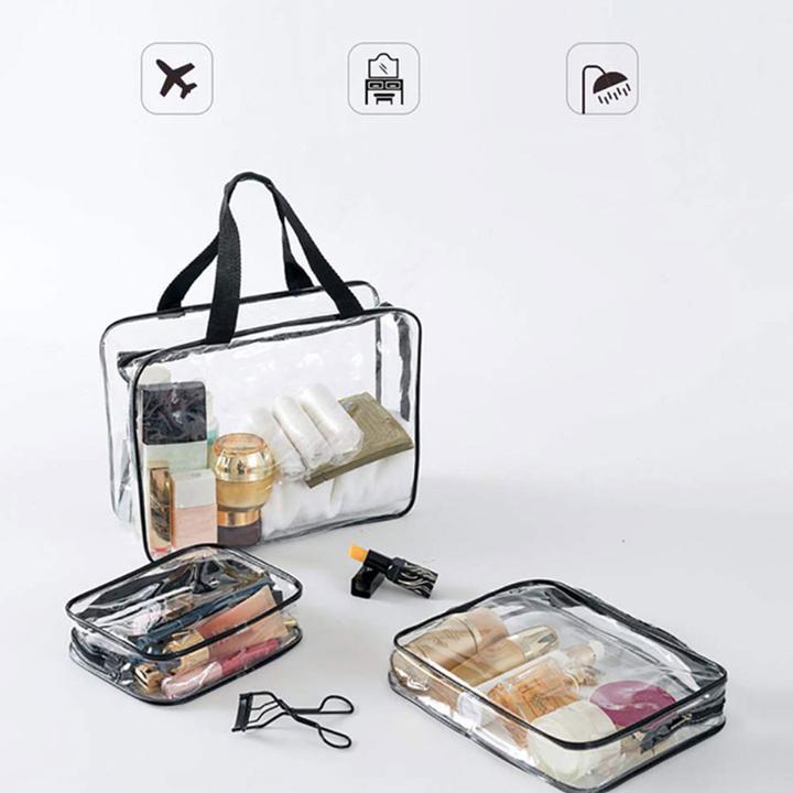 Actual product image Noya Kosmetik Make-Up Tasche (3er Set) – Transparenter Reise-Organizer mit Reissverschluss (1 l)